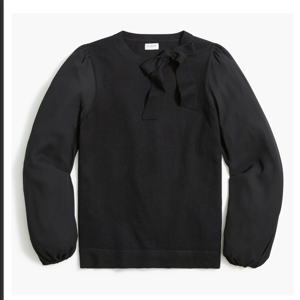 J. Crew Factory Mixed-media sweater with bow BC538